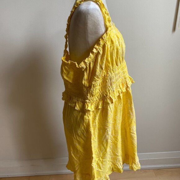 BP Women Ruffle Dress BNWOT Yellow Pink Mini Sundress - Picture 3 of 7